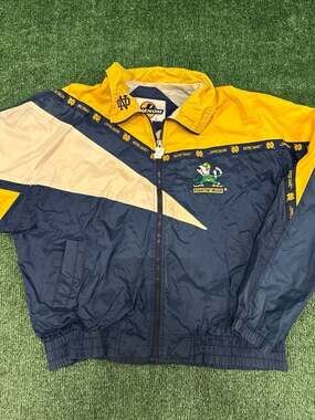 Vintage Phenom Notre Dame Fighting Irish Zip Up Windbreaker Jacket Size Large